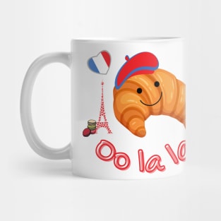 Cute French Kawaii Croissant Oo La La Mug